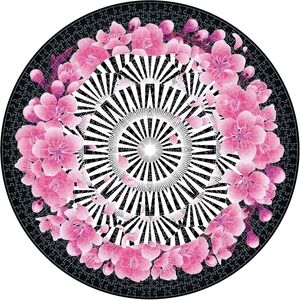 4/$20 New In Box Romantic Cherry Blossom 1000 Pc Pink, Black, White Round Puzzle